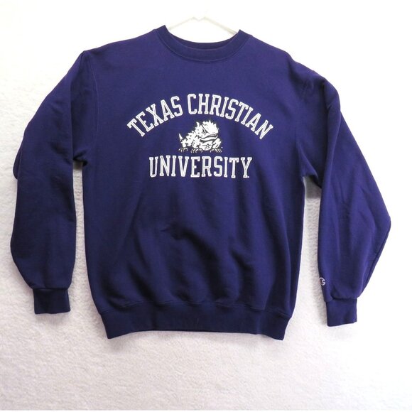 Texas Christian University Sweatshirt Size Medium Vintage Champion Purple TCU - Picture 1 of 9